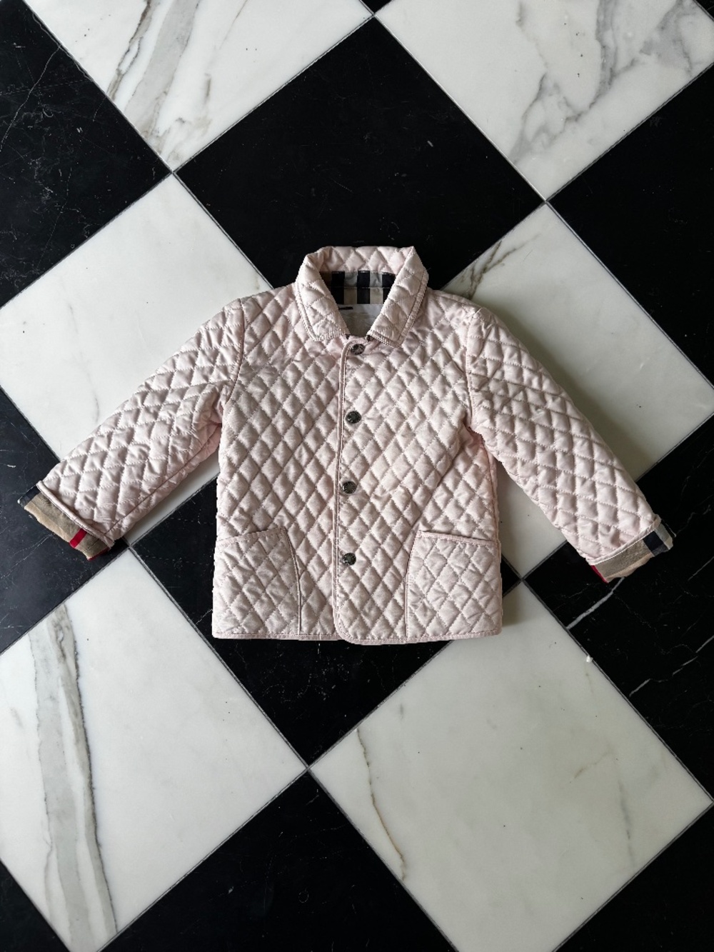 Pale Pink Burberry Quilted Jacket